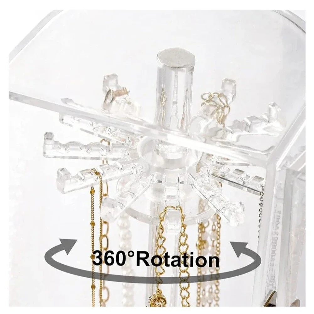 Acrylic Necklace Holder Necklace with 24 Hooks Decorative Storage Jewelry Holder